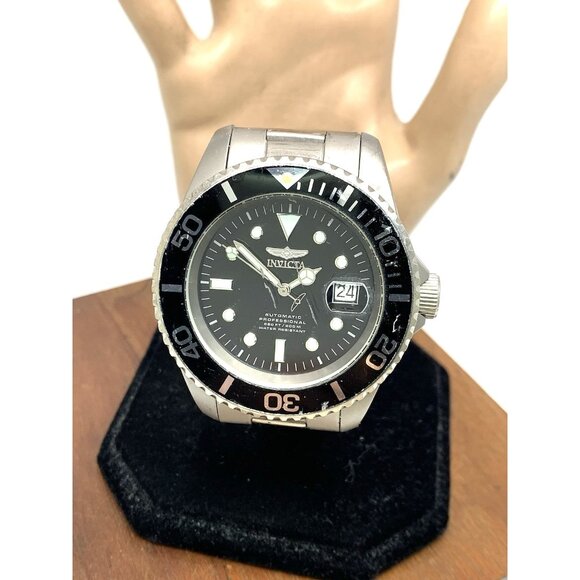Invicta Men's Watch 0420 Pro Diver Automatic Titanium Black Dial Date 45mm USED - Picture 1 of 15